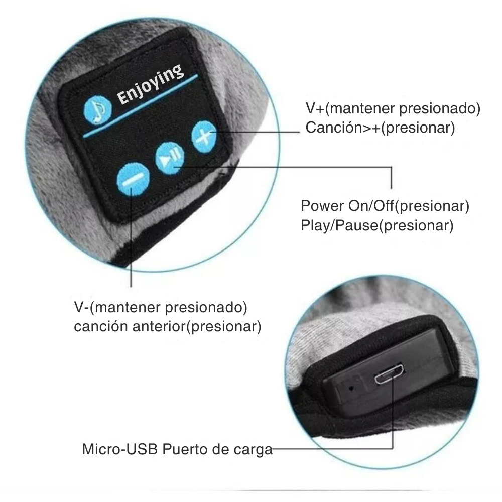 Antifaz auricular Bluetooth musica para dormir