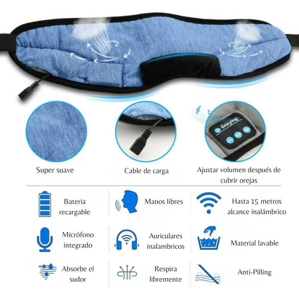 Antifaz auricular Bluetooth musica para dormir