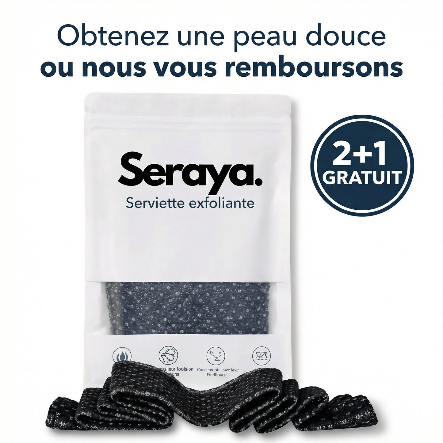 Serviette exfoliante antibactérienne
