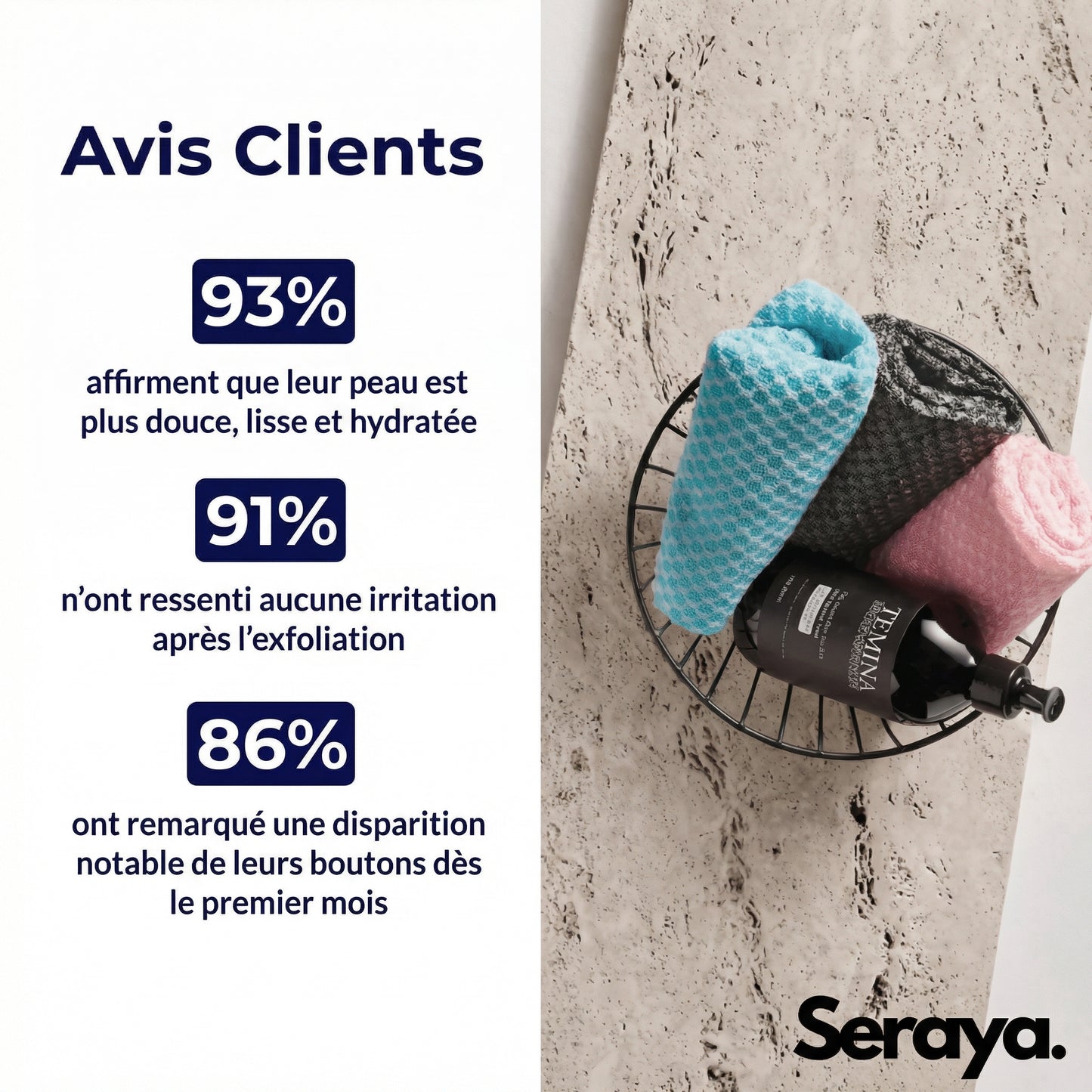 Serviette exfoliante antibactérienne